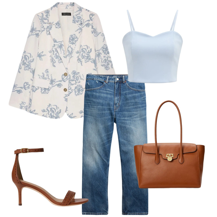 Outfit donna - Blazer leggeri - @ypila. Stile Casual chic per Tutti i giorni. Abbinamento con blazer, top, jeans, sandali in pelle, borse a mano.