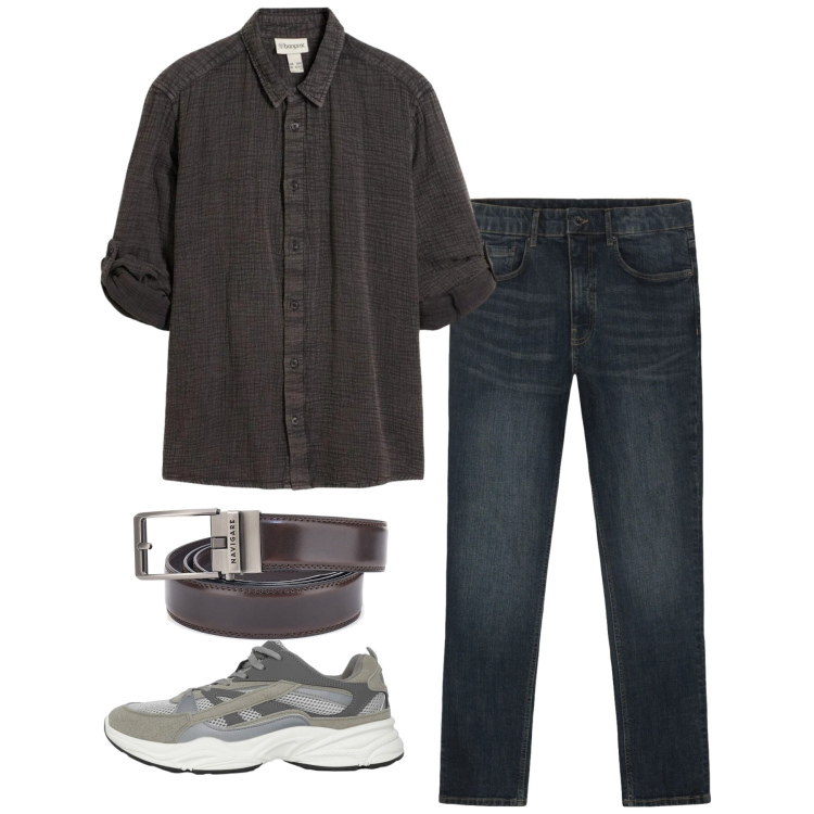 Outfit uomo - Brown belt. Stile Casual per Tutti i giorni. Abbinamento con camicie, sneakers, cinture, jeans.