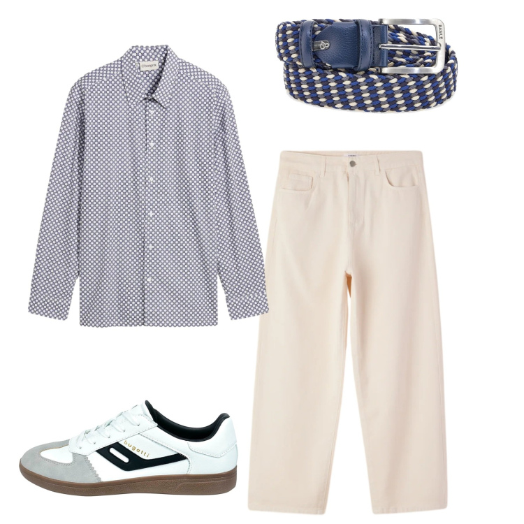 Outfit uomo - Casual morning. Stile Casual per Tutti i giorni. Abbinamento con camicie, pantaloni, sneakers, cinture.