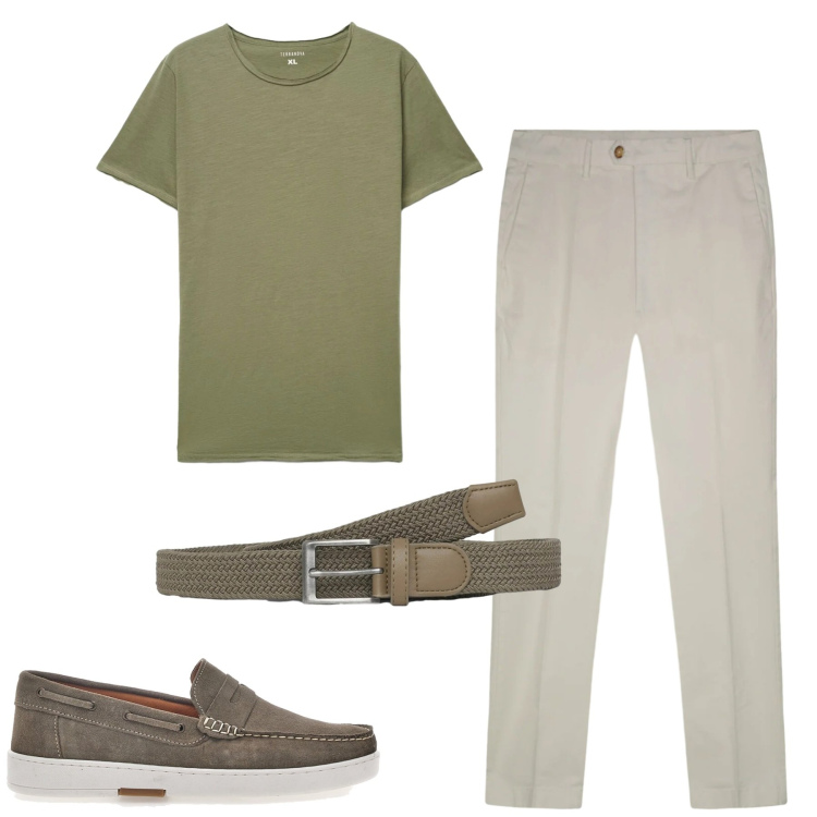 Outfit uomo - City. Stile Urban per Tutti i giorni. Abbinamento con cinture, t-shirt, scarpe stringate, pantaloni.