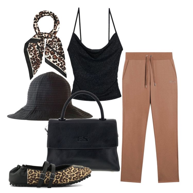 Outfit donna - Maggio. Stile Bon Ton per Tutti i giorni. Abbinamento con cappelli, foulard, top, pantaloni, ballerine, borse a tracolla.