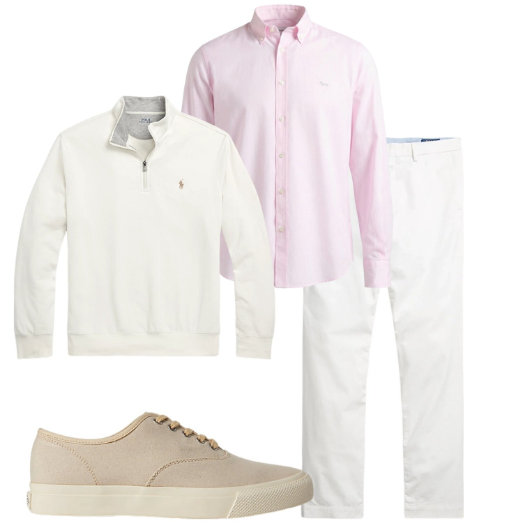 Outfit uomo - Total look #2393035. Stile Business/Elegante per Ufficio. Abbinamento con camicie, sneakers, pullovers, pantaloni chino.