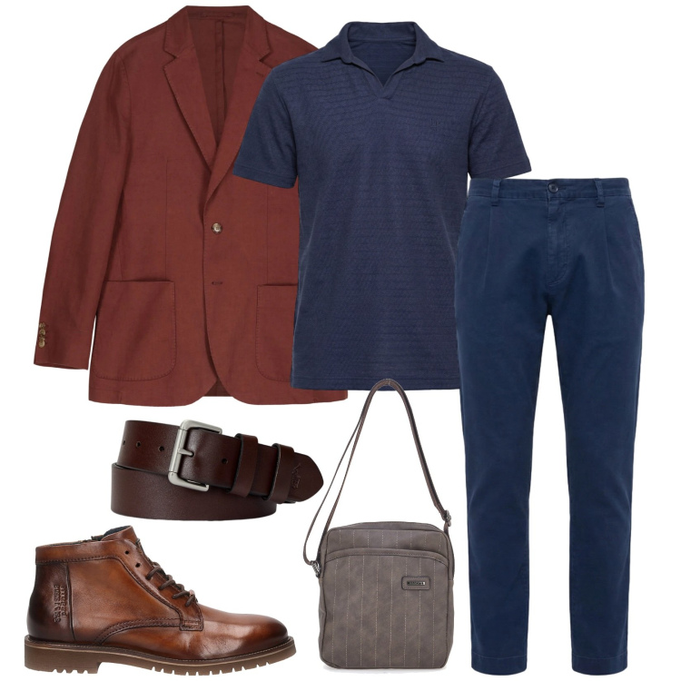 Outfit uomo - Total look #2393044. Stile Business/Elegante per Serata speciale. Abbinamento con pantaloni, polo, cinture, portafogli, giacche, stivali e stivaletti.