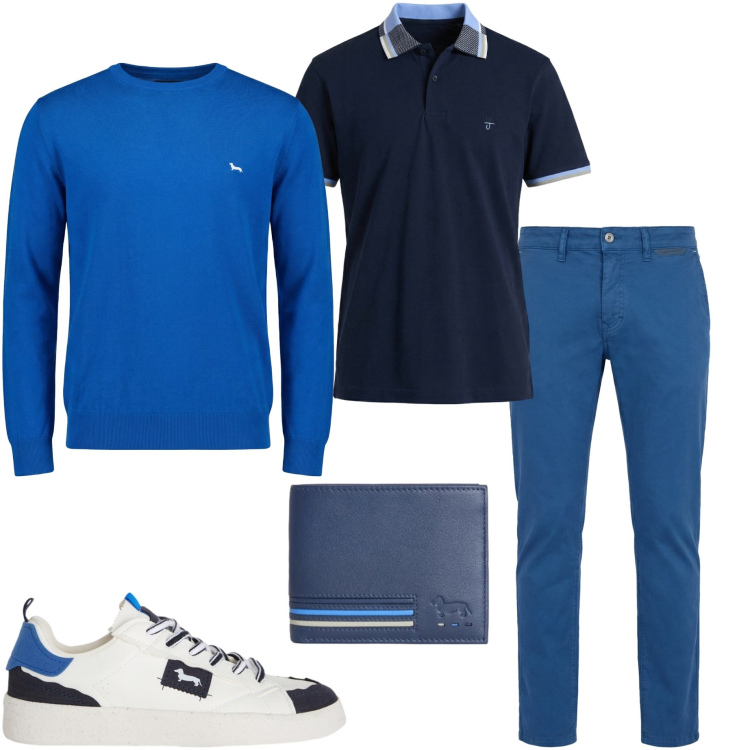 Outfit uomo - Harmont &Blaine. Stile Casual per Ufficio. Abbinamento con pantaloni, sneakers, portafogli, pullovers, polo.