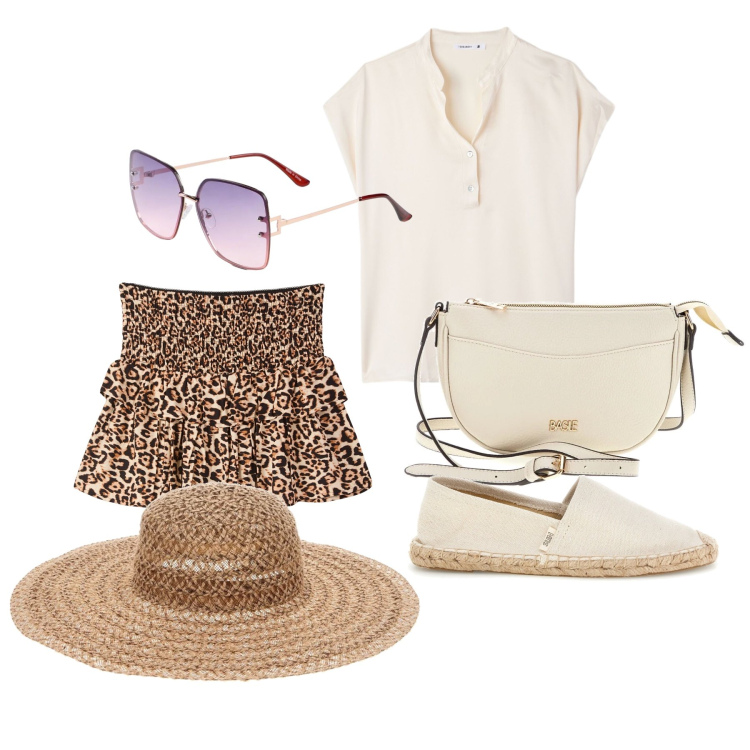Outfit donna - Maggio. Stile Trendy per Tutti i giorni. Abbinamento con occhiali da sole, minigonne, canottiere, borse a tracolla, cappelli, espadrillas.