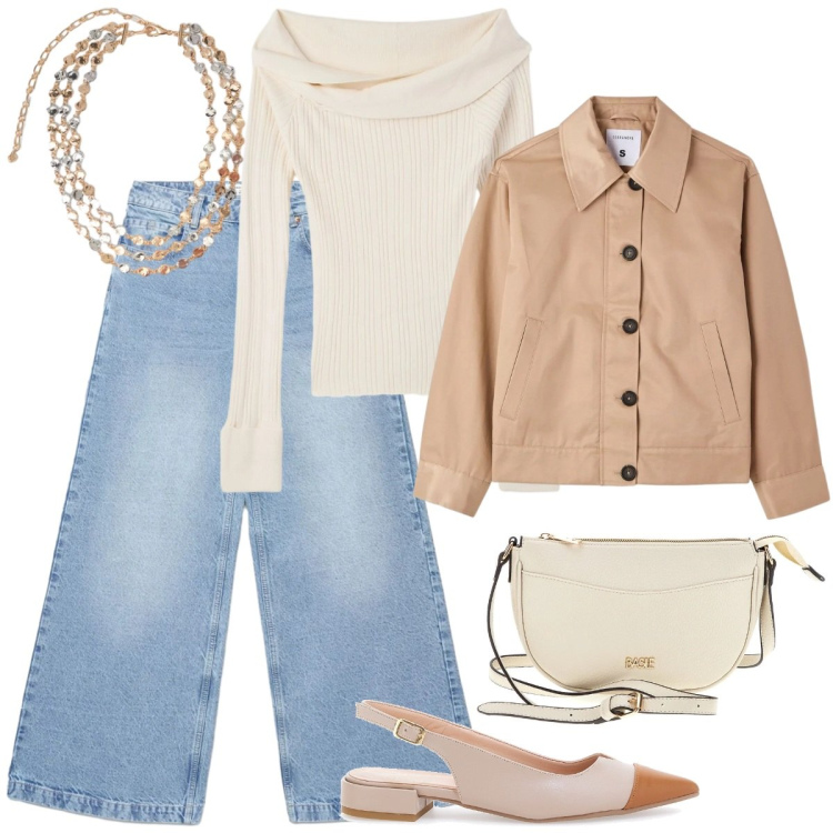 Outfit donna - Il ritorno delle ballerine. Stile Casual chic per Tutti i giorni. Abbinamento con cappotti, jeans, maglieria, collane, ballerine, borse a tracolla.