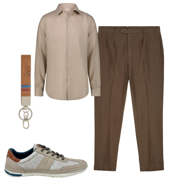 Outfit uomo - Total look #2393093. Stile Urban per Tutti i giorni. Abbinamento con portachiavi, camicie, pantaloni, sneakers.