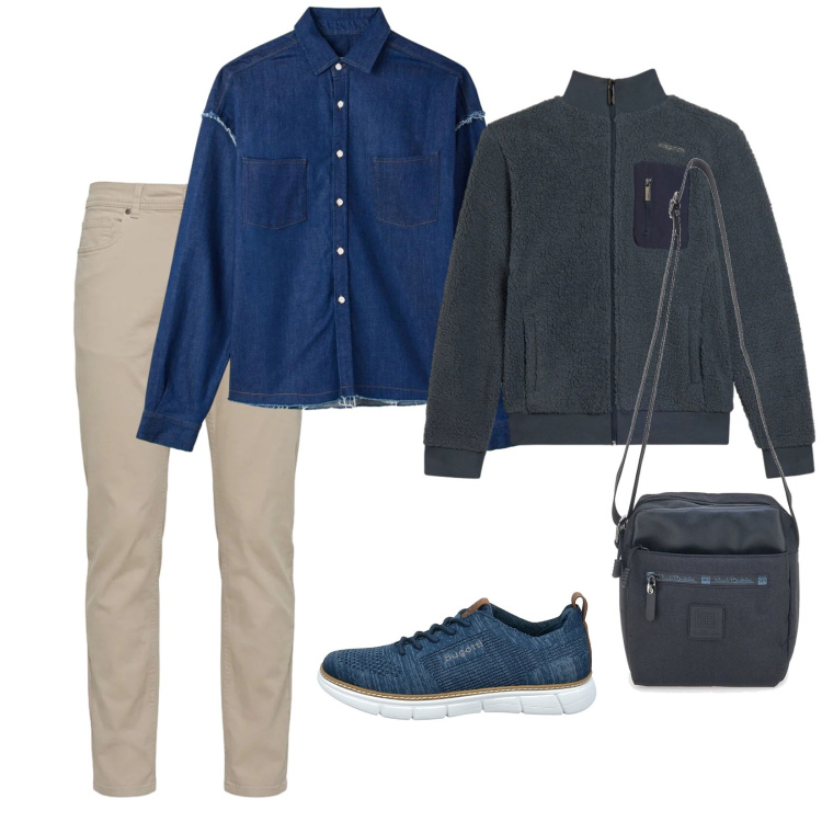 Outfit uomo - Uscendo con il cane. per Tutti i giorni. Abbinamento con camicie, pantaloni, felpe, portafogli, sneakers.