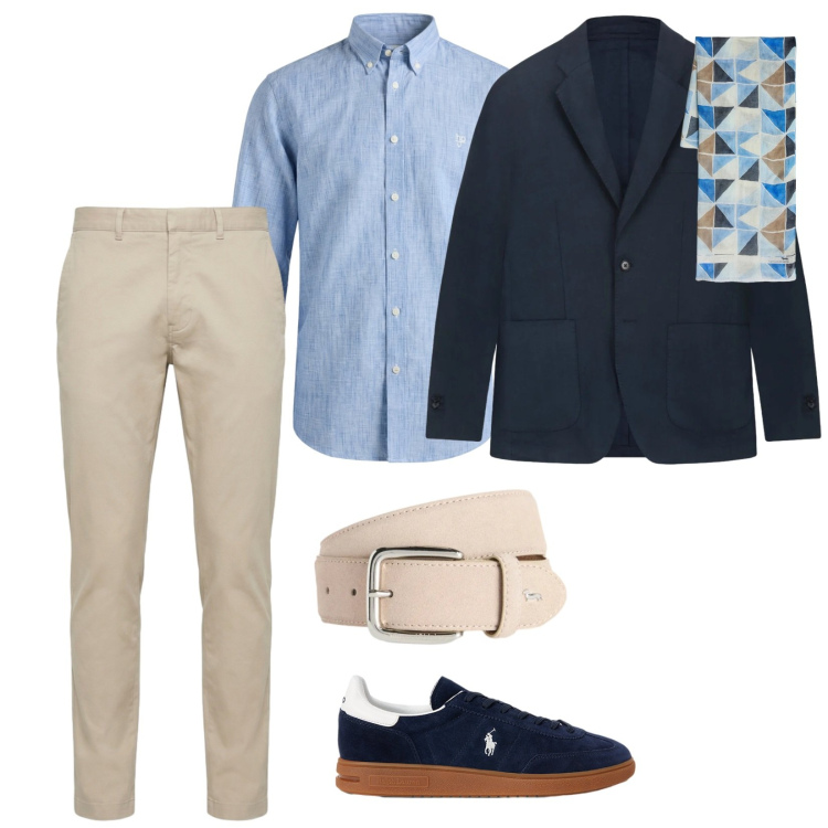 Outfit uomo - Lavoro. per Ufficio. Abbinamento con cinture, sciarpe, pantaloni, camicie, sneakers, giacche.