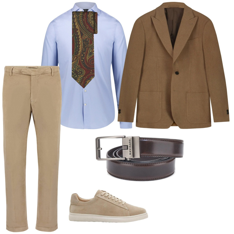 Outfit uomo - Cerimonia di giorno. per Cerimonia. Abbinamento con sneakers, pantaloni, giacche, camicie, cinture, cravatte.