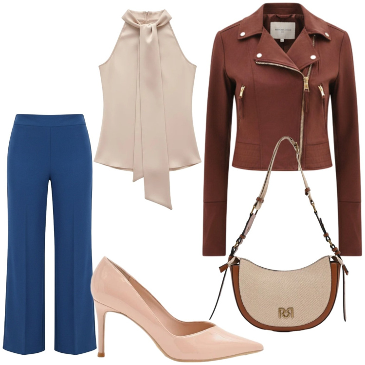 Outfit donna - Camicia con fiocco. Stile Bon Ton per Ufficio. Abbinamento con borse a tracolla, décolleté, giacche, top, pantaloni a palazzo.