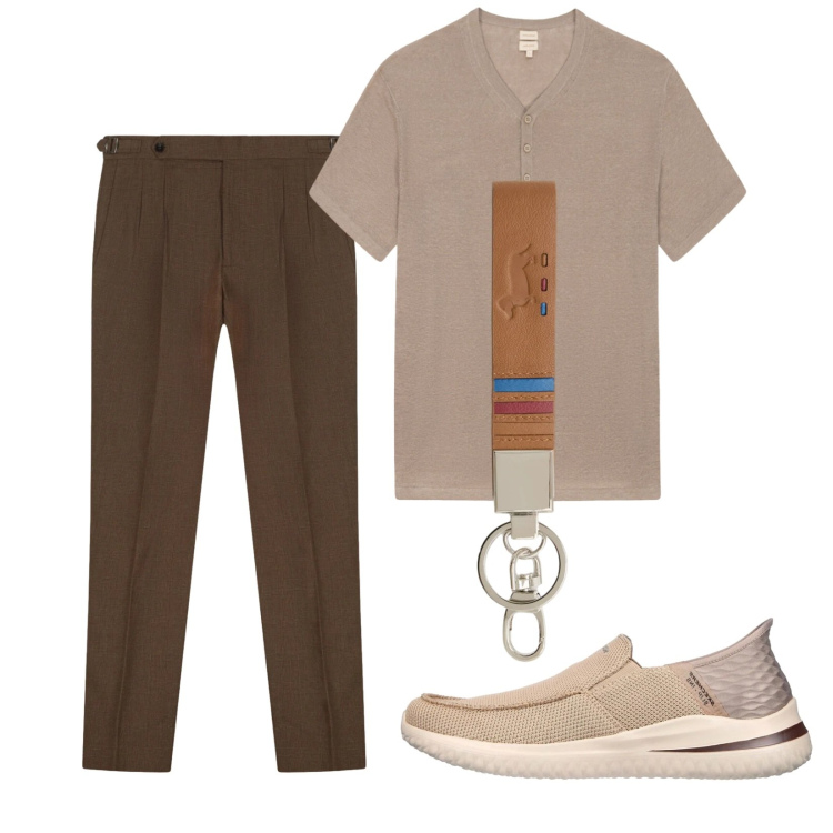 Outfit uomo - Total look #2393134. Stile Trendy per Tutti i giorni. Abbinamento con portachiavi, sneakers, pantaloni, t-shirt.