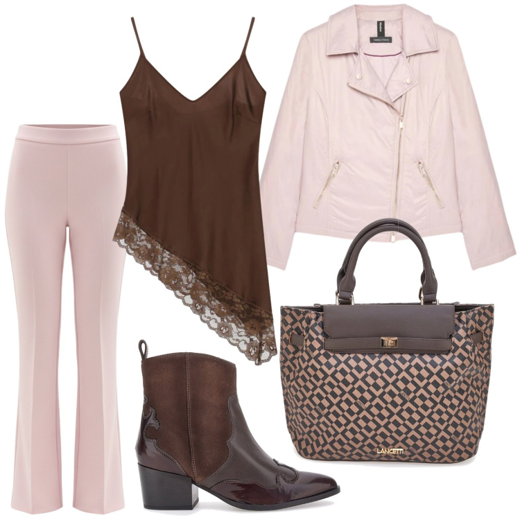 Outfit donna - Stivale chocolat. Stile Casual per Tutti i giorni. Abbinamento con piumini, top, pantaloni, stivaletti texani, borse a mano.