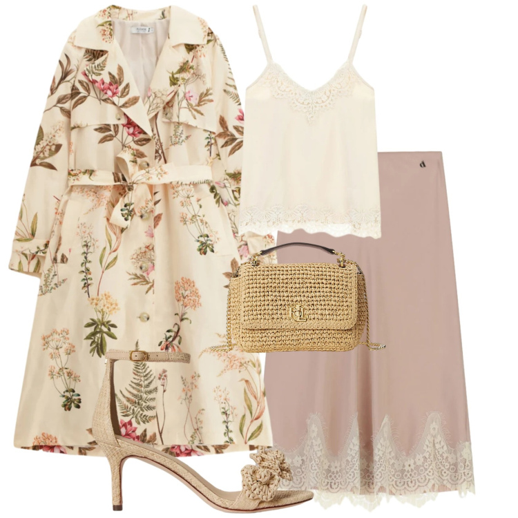 Outfit donna - Cerimonia time. Stile Chic per Cerimonia. Abbinamento con trench, top, gonne longuette, borse a spalla, sandali in pelle.