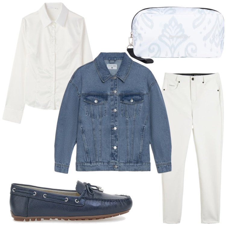 Outfit donna - Mocassino navy. Stile Casual per Tutti i giorni. Abbinamento con cappotti, camicie, valigie, pantaloni skinny, mocassini.