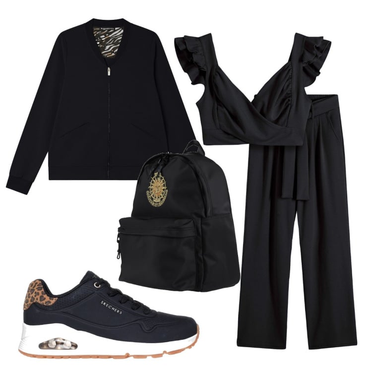 Outfit donna - Gita fuori porta. Stile Urban per Tutti i giorni. Abbinamento con zaini, tute, felpe, sneakers.