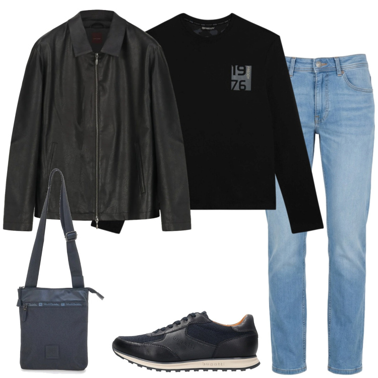 Outfit uomo - In birreria. Stile Casual per Tutti i giorni. Abbinamento con jeans, t-shirt, giacche, portafogli, sneakers.