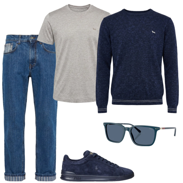 Outfit uomo - Bellissimo denim. Stile Casual per Tutti i giorni. Abbinamento con t-shirt, pullovers, jeans, sneakers, occhiali da sole.