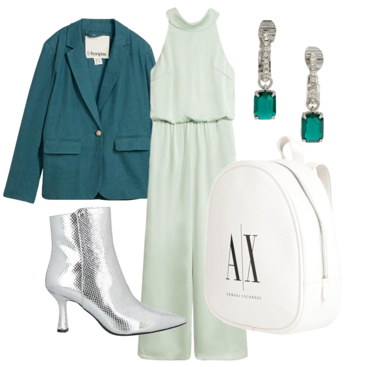 Outfit donna - In ufficio - Curvy. Stile Bon Ton per Ufficio. Abbinamento con zaini, stivaletti, blazer, tute, orecchini.