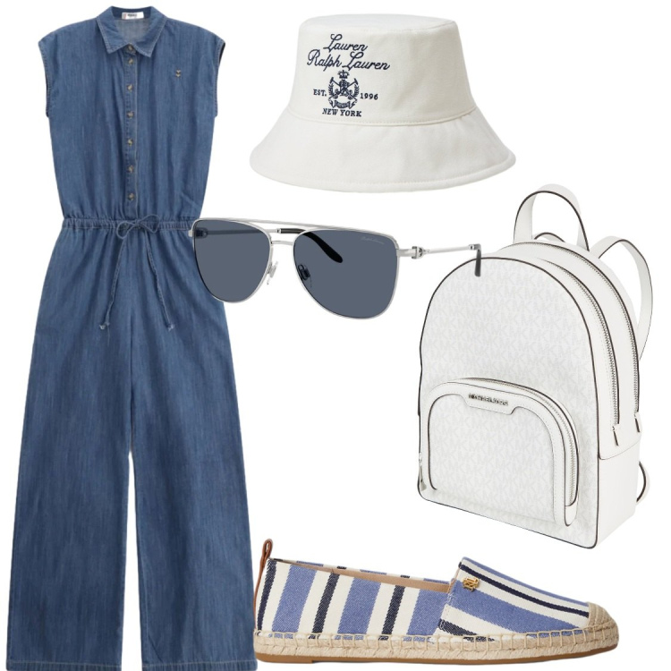 Outfit donna - Gita fuori porta. Stile Casual chic per Tutti i giorni. Abbinamento con zaini, tute, espadrillas, cappelli, occhiali da sole.
