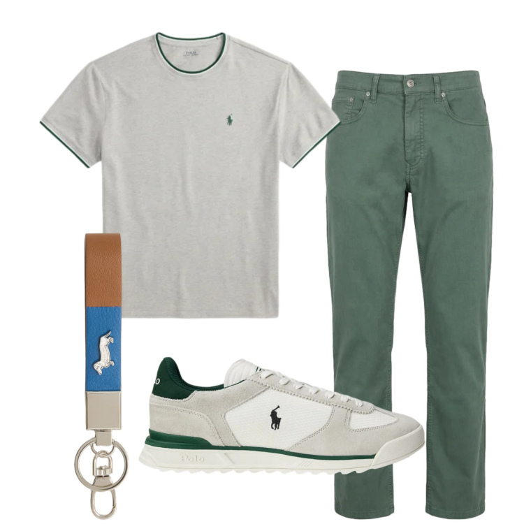 Outfit uomo - Total look #2393223. Stile Casual per Tutti i giorni. Abbinamento con portachiavi, pantaloni, sneakers, t-shirt.