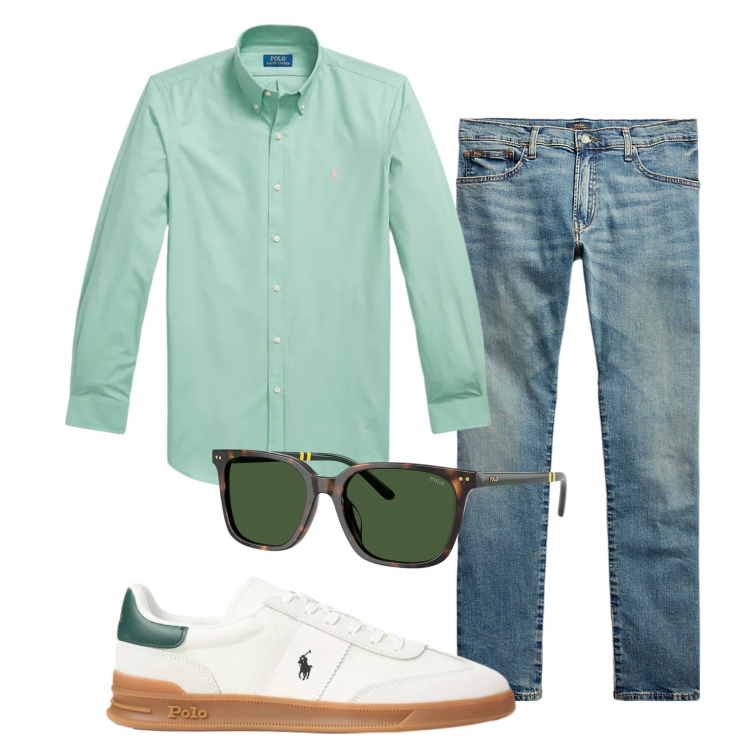 Outfit uomo - Total look #2393230. Stile Casual per Tutti i giorni. Abbinamento con jeans, occhiali da sole, sneakers, camicie.