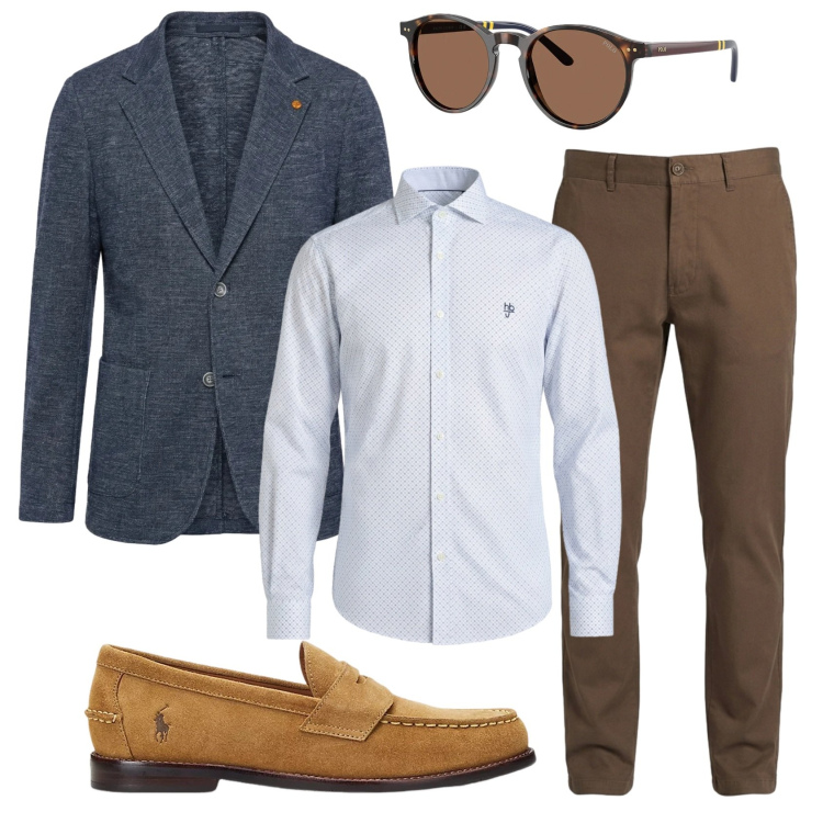 Outfit uomo - Total look #2393233. Stile Business/Elegante per Cerimonia. Abbinamento con pantaloni, camicie, giacche, scarpe stringate, occhiali da sole.