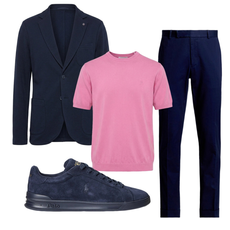 Outfit uomo - Total look #2393238. Stile Business/Elegante per Cerimonia. Abbinamento con t-shirt, giacche, pantaloni chino, sneakers.