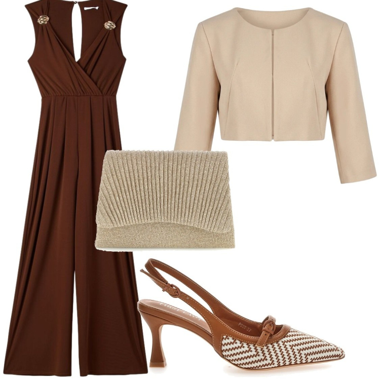 Outfit donna - Eleganza in Jumpsuit#lowcost. Stile Chic per Cerimonia. Abbinamento con tute, bolero, pochette, décolleté.