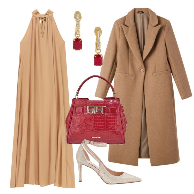 Outfit donna - Abbinamenti personali. Stile Chic per Cerimonia. Abbinamento con cappotti, décolleté, vestiti lunghi, orecchini, borse a mano.