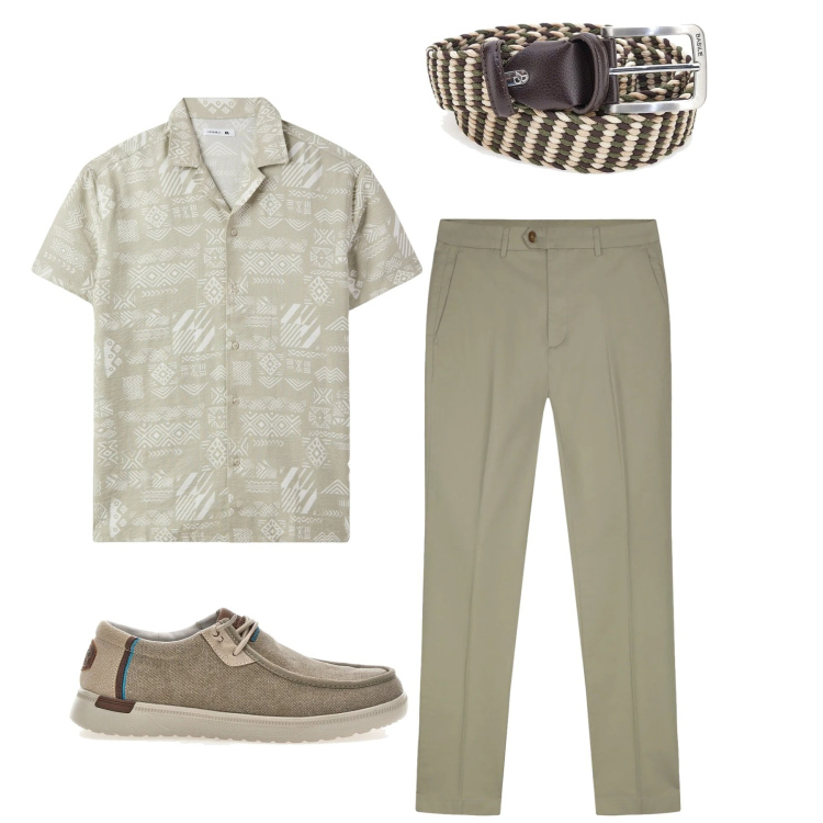 Outfit uomo - Sablè. Stile Casual per Tutti i giorni. Abbinamento con camicie a manica corta, cinture, pantaloni, scarpe stringate.
