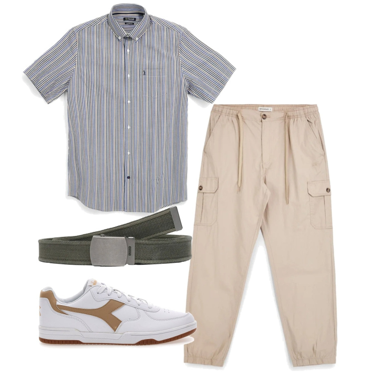 Outfit uomo - I cargo. Stile Casual per Tutti i giorni. Abbinamento con cinture, sneakers, pantaloni cargo, camicie a manica corta.