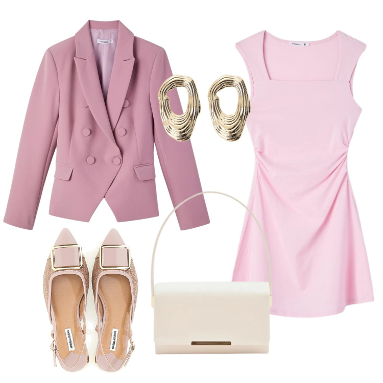 Outfit donna - Come un bijoux. Stile Preppy per Cerimonia. Abbinamento con blazer, vestiti corti, pochette, orecchini, ballerine.