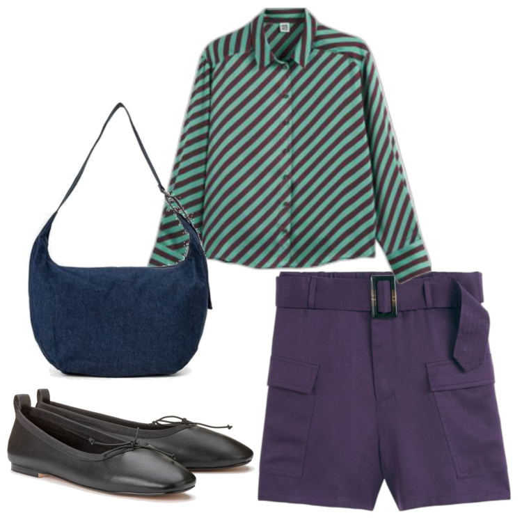 Outfit mujer - Urban style. Estilo Urban para Todos los días. Combinación con shorts, bailarinas, camisas, bandoleras.