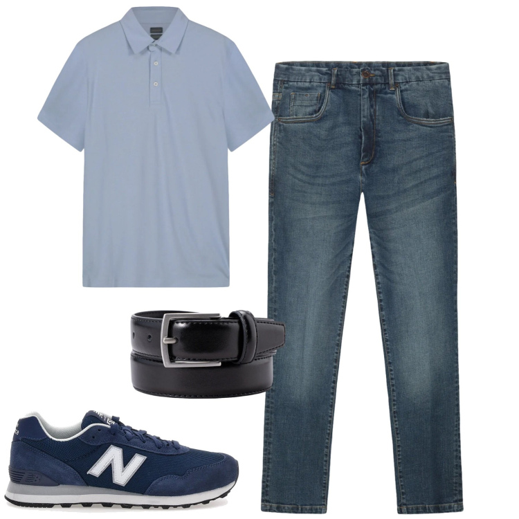 Outfit uomo - Total look #2393294. Stile Urban per Tutti i giorni. Abbinamento con sneakers, jeans, polo, cinture.