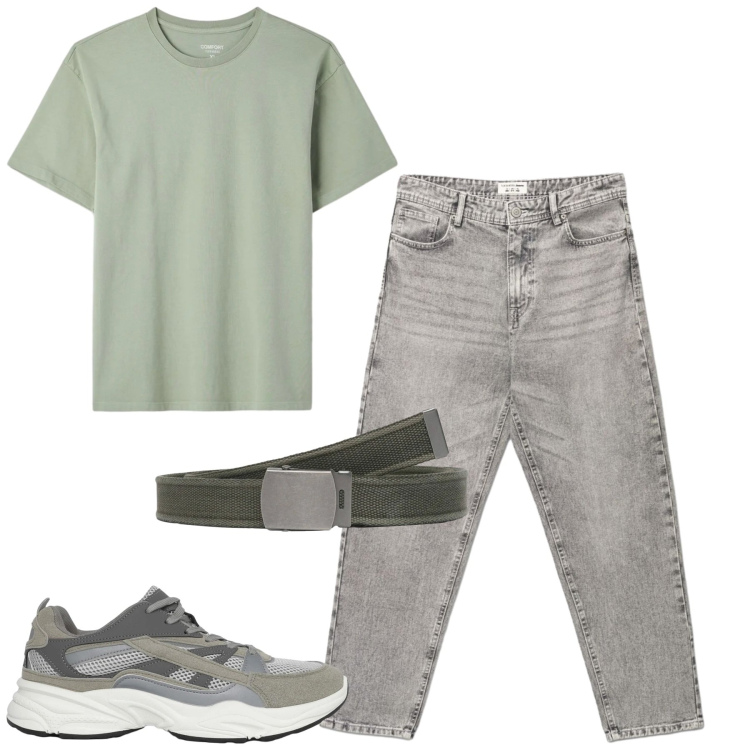Outfit uomo - Total look #2393297. Stile Casual per Tutti i giorni. Abbinamento con cinture, sneakers, jeans, t-shirt.