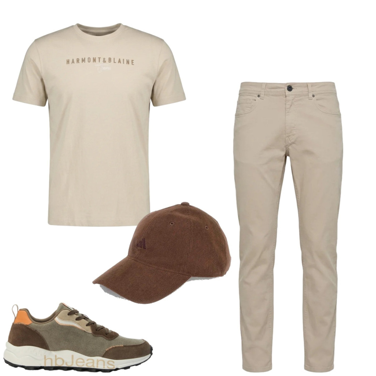 Outfit uomo - Total look #2393299. Stile Casual per Tutti i giorni. Abbinamento con pantaloni, sneakers, t-shirt, cappelli con visiera.