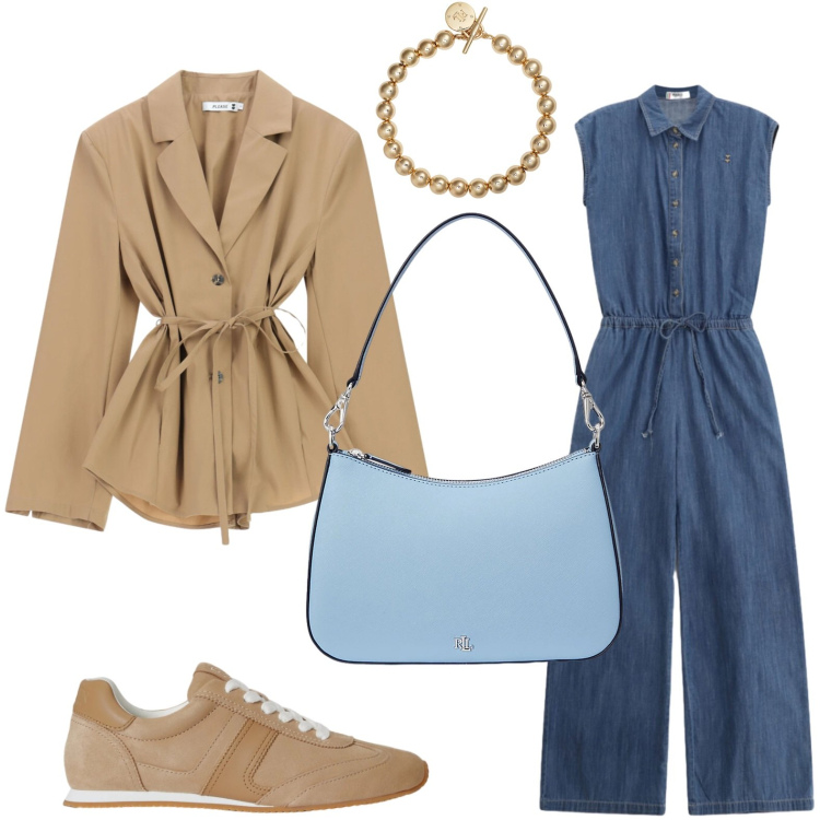 Outfit donna - Il blazer pratico. Stile Bon Ton per Tutti i giorni. Abbinamento con tute, blazer, braccialetti, borse a spalla, sneakers.