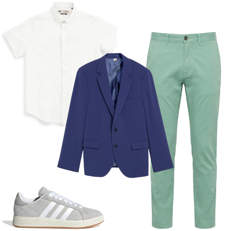 Outfit uomo - Total look #2393350. Stile Urban per Tutti i giorni. Abbinamento con giacche, pantaloni, sneakers, camicie a manica corta.