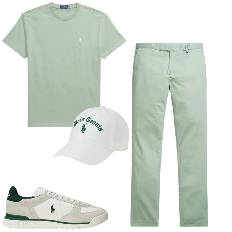 Outfit uomo - Total look #2393354. Stile Casual per Tutti i giorni. Abbinamento con pantaloni, sneakers, cappelli con visiera, t-shirt.