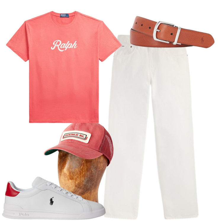 Outfit uomo - Total look #2393375. Stile Casual per Tutti i giorni. Abbinamento con cinture, cappelli, jeans, sneakers, t-shirt.