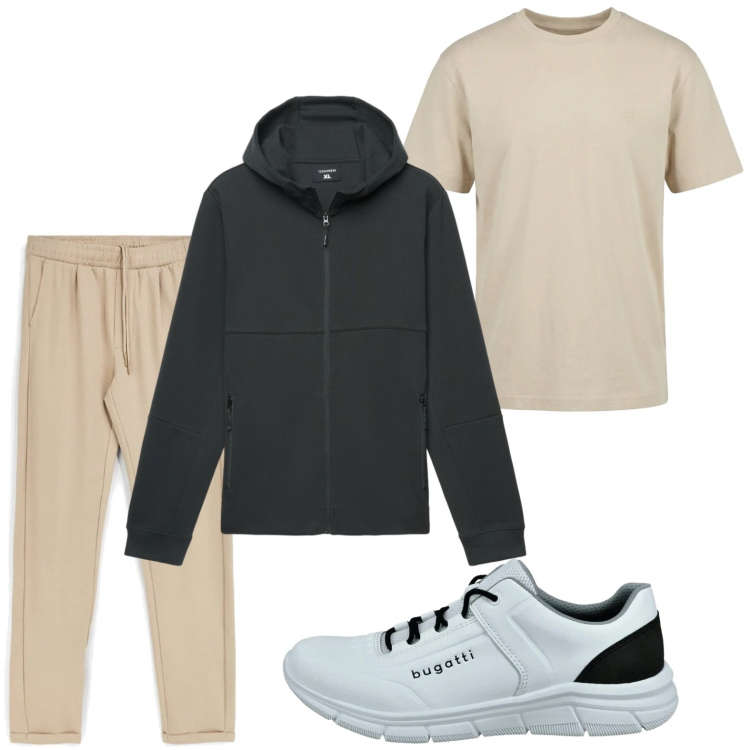 Outfit uomo - Sport time. Stile Trendy per Tutti i giorni. Abbinamento con felpe con cappuccio, t-shirt, sneakers, pantaloni.