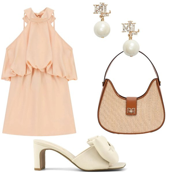 Outfit donna - Total look #2393395. Abbinamento con borse a spalla, vestiti corti, orecchini, sandali col tacco.