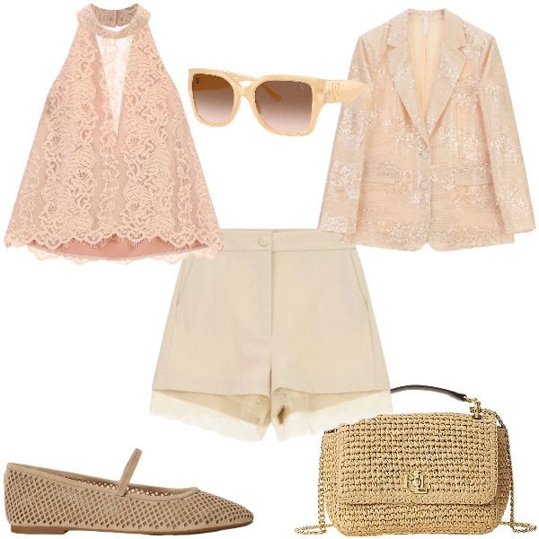 Outfit donna - Total look #2393400. Abbinamento con blazer, shorts, canottiere, ballerine, borse a spalla, occhiali da sole.