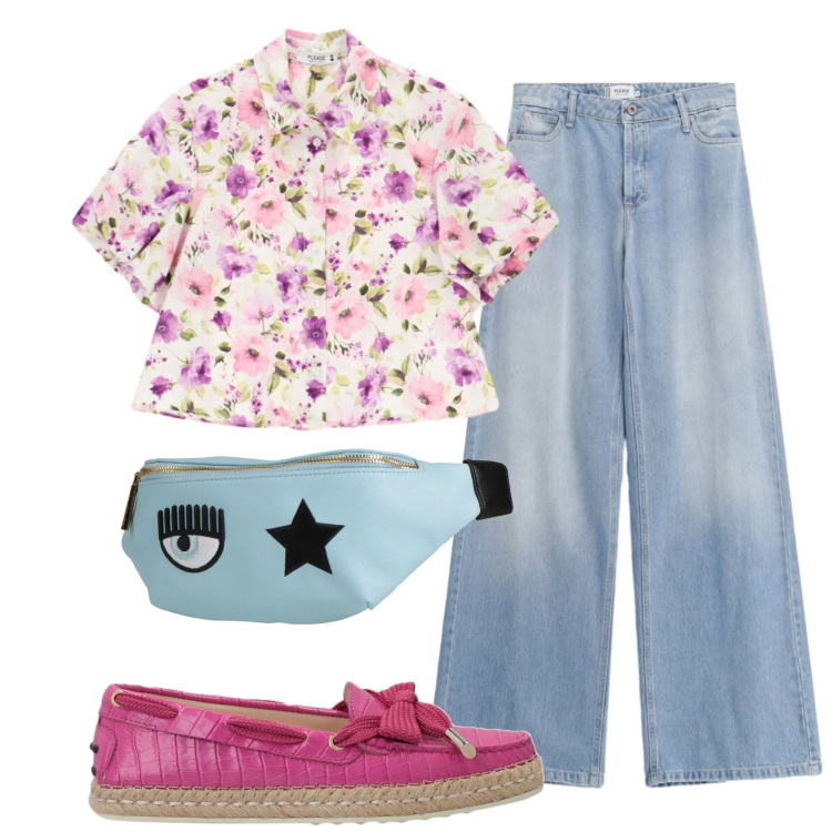 Outfit donna - Total look #2393432. Stile Romantica per Scuola/Università. Abbinamento con espadrillas, marsupi, jeans, camicie a manica corta.