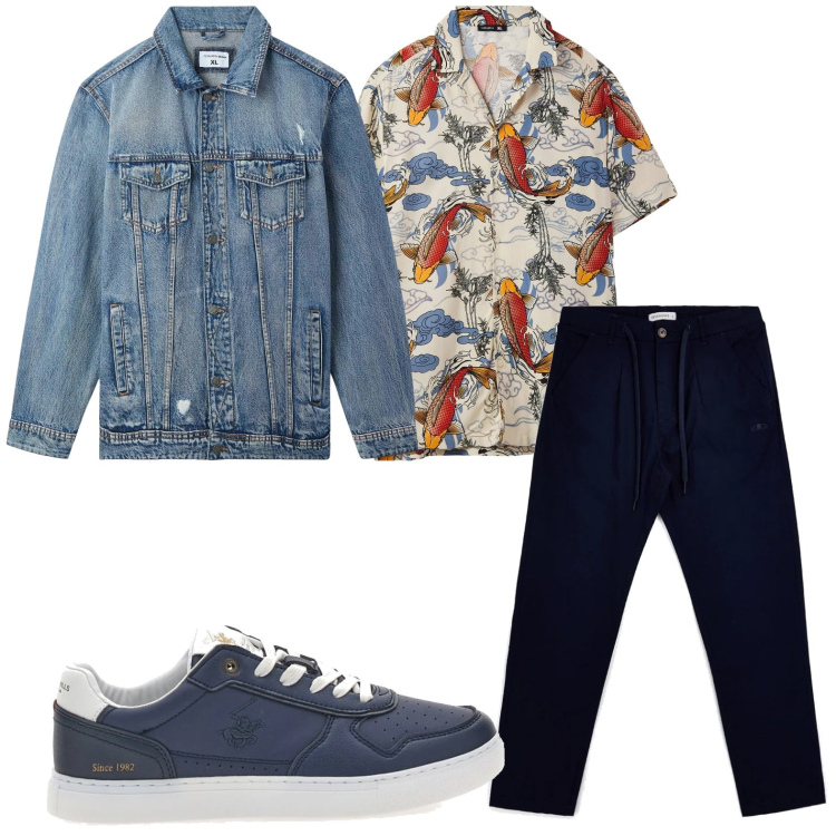 Outfit uomo - Camicia vintage. Stile Casual per Tutti i giorni. Abbinamento con camicie a manica corta, giacche, sneakers, pantaloni.