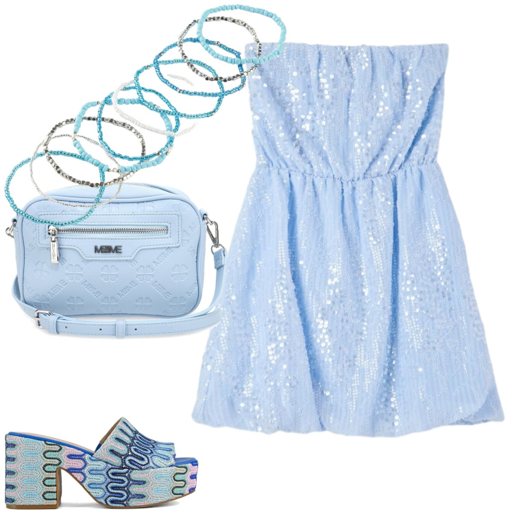 Outfit donna - Total look #2393492. Stile Casual per Tutti i giorni. Abbinamento con braccialetti, vestiti corti, sabot, borse a tracolla.