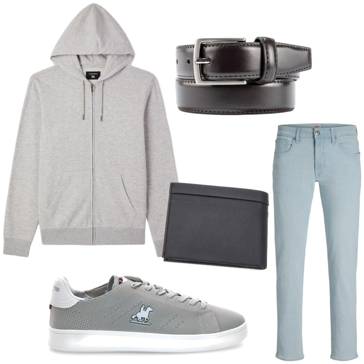 Outfit uomo - Felpa intramontabile. Stile Trendy per Tutti i giorni. Abbinamento con jeans, felpe con cappuccio, portafogli, cinture, sneakers.