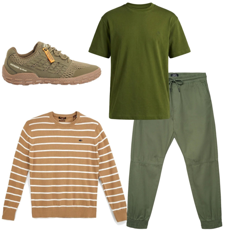 Outfit uomo - Total look #2393508. Stile Trendy per Tutti i giorni. Abbinamento con sneakers, pantaloni, t-shirt, pullovers.