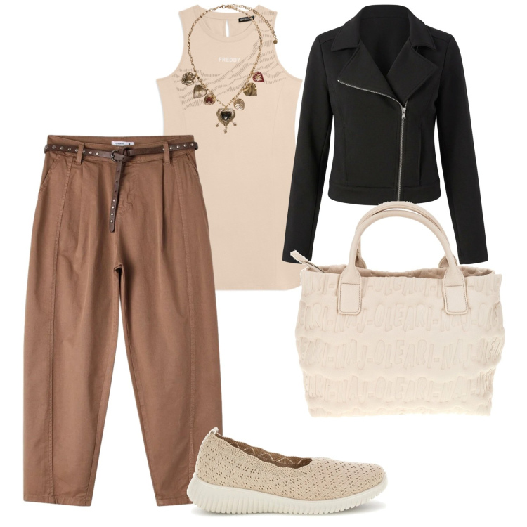 Outfit donna - Le scarpe comode. per Tutti i giorni. Abbinamento con pantaloni, giacche, collane, vestiti corti, ballerine, borse a mano.